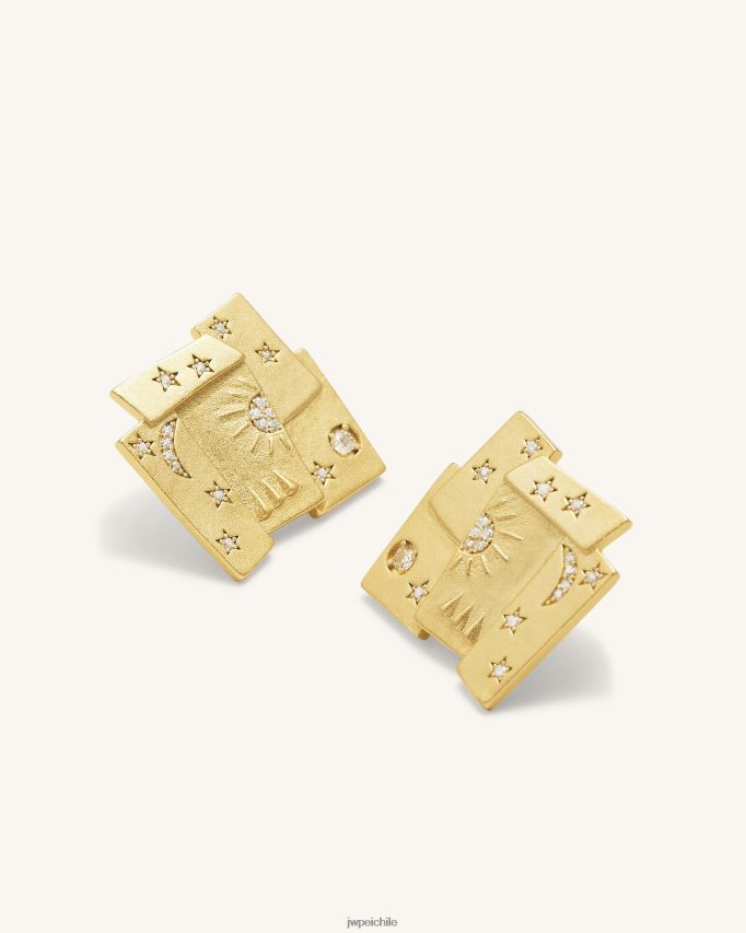 JW PEI aretes con combinación de cosmos Chapado en oro de 18 quilates y circonita blanca. pendientes 26446P376