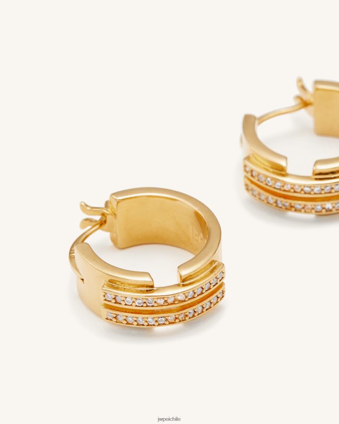 JW PEI aretes de aro Chapado en oro de 18 quilates y circonita blanca. pendientes 26446P380