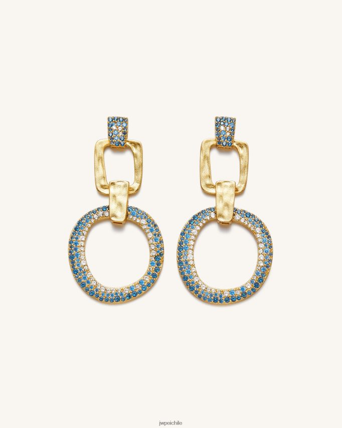 JW PEI aretes redondos calados geométricos Chapado en oro de 18 quilates y azul marino nano pendientes 26446P391