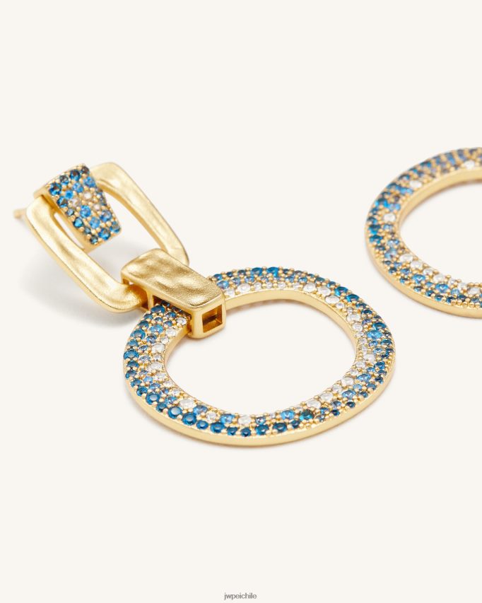 JW PEI aretes redondos calados geométricos Chapado en oro de 18 quilates y azul marino nano pendientes 26446P391