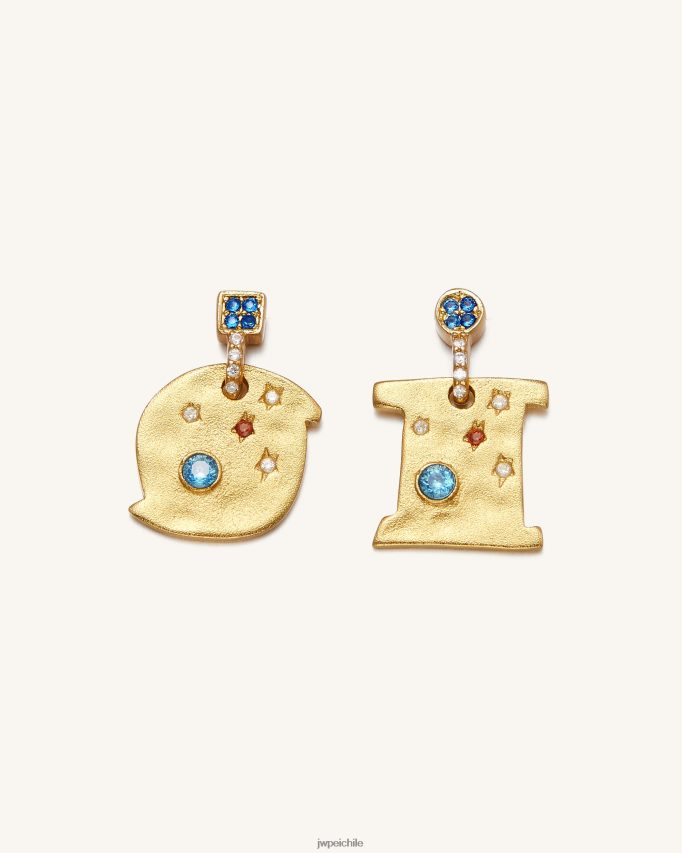 JW PEI pendientes cosmos Chapado en oro de 18 quilates y circonitas multicolor. pendientes 26446P396