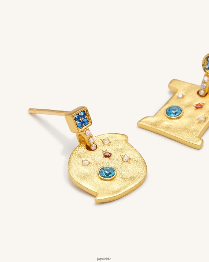 JW PEI pendientes cosmos Chapado en oro de 18 quilates y circonitas multicolor. pendientes 26446P396