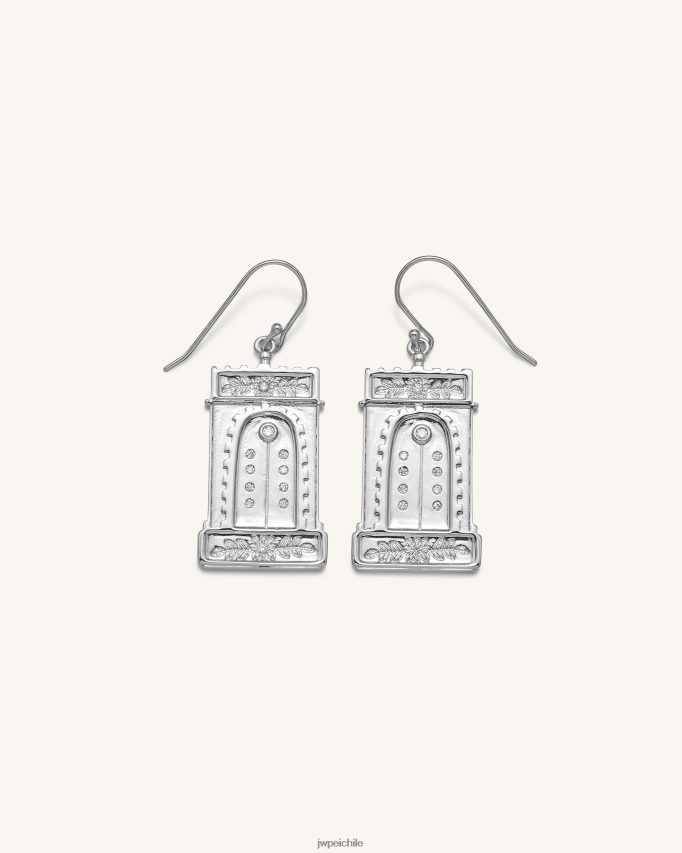 JW PEI pendientes de arco romano Chapado en oro blanco de 18 quilates y circonita blanca. pendientes 26446P353