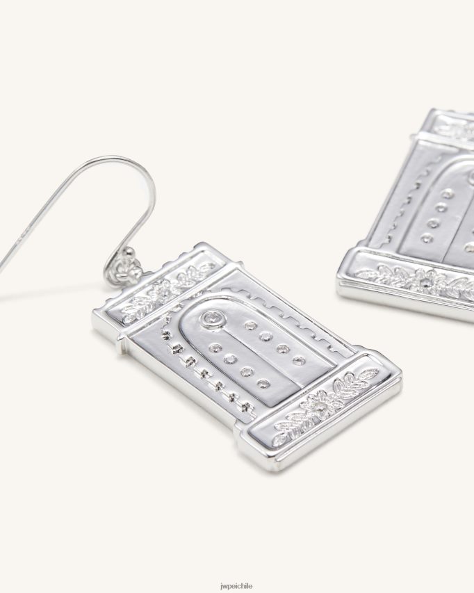 JW PEI pendientes de arco romano Chapado en oro blanco de 18 quilates y circonita blanca. pendientes 26446P353