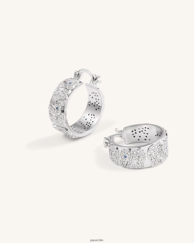 JW PEI pendientes de elefante Chapado en oro blanco de 18 quilates y circonita blanca y espinela azul pendientes 26446P379