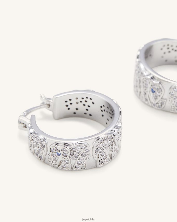 JW PEI pendientes de elefante Chapado en oro blanco de 18 quilates y circonita blanca y espinela azul pendientes 26446P379