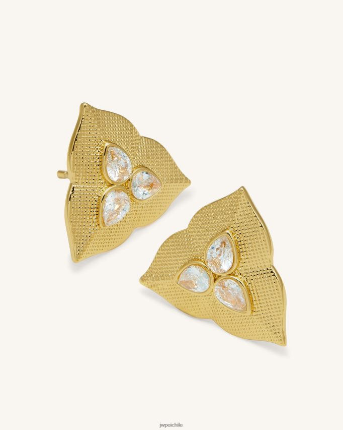 JW PEI pendientes de hoja Chapado en oro de 18 quilates y circonita blanca. pendientes 26446P361