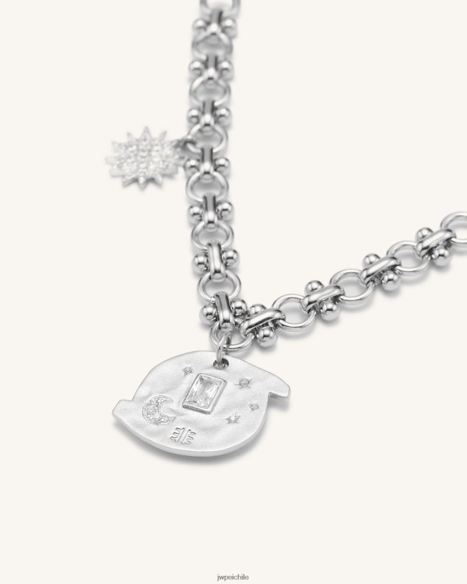 JW PEI pulsera cosmos redonda con dijes múltiples Chapado en oro blanco de 18 quilates y circonita blanca. pulsera 26446P366